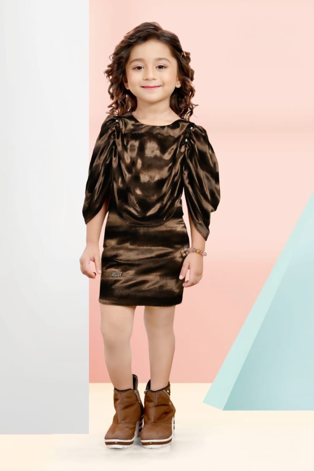 Short Fancy Party wear middi - 01241ZU_Coffee