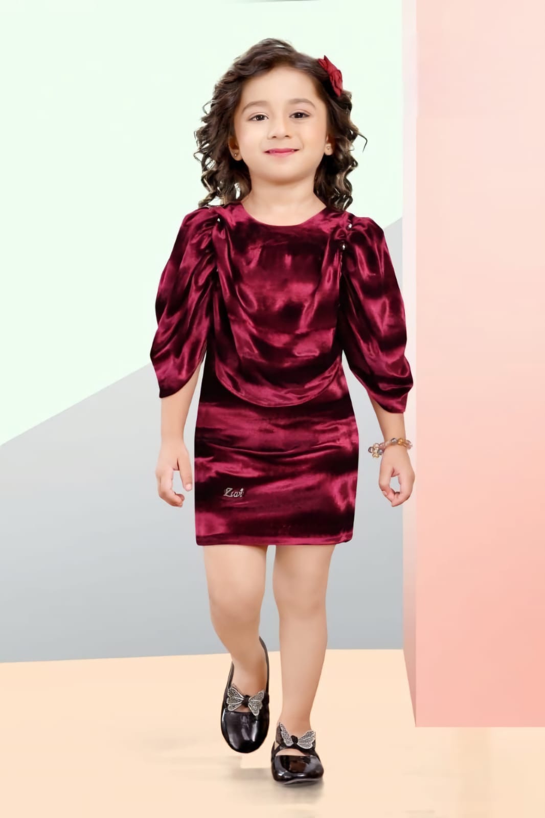Short Fancy Party wear middi - 01241ZU_Maroon