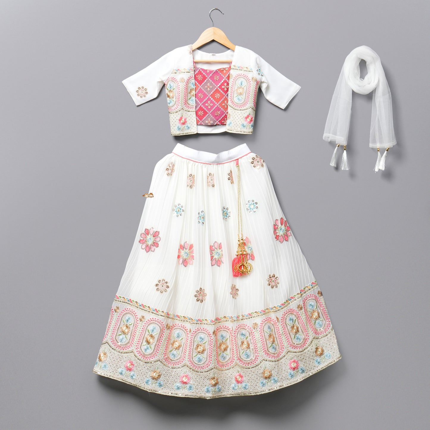 Fancy Lehenga Top-06403MA_Cream