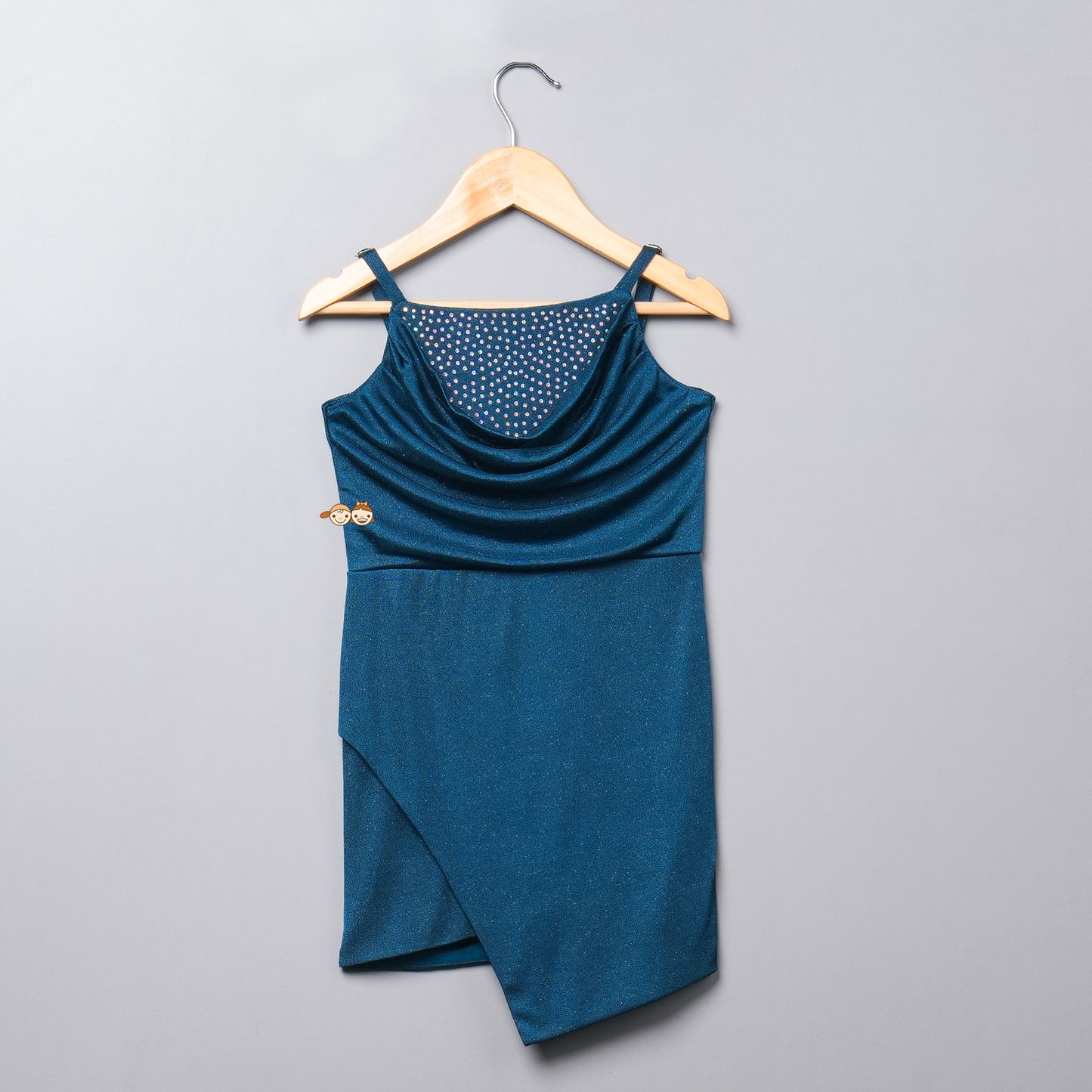 Short middi cowl neck Sleeveless -01820FL_Blue