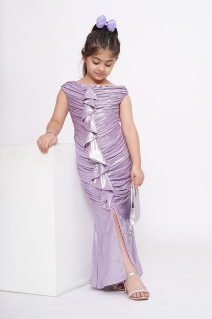 Western Gown boatneck front cut 2085 Purple