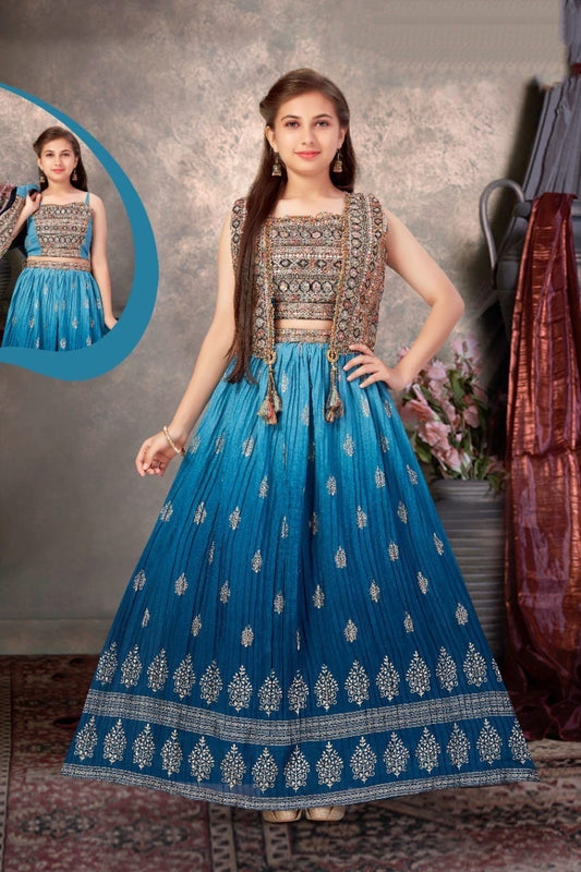 Jacket Style Lehenga Choli 7065 Blue