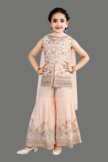 Fancy Ethnic Sharara set-01017MA_Peach