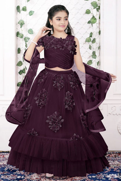 Fancy Party Wear Lehenga-00944AK_Wine