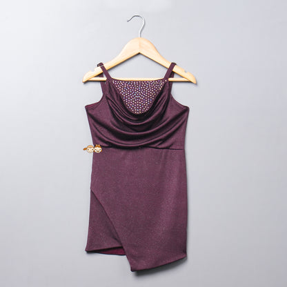 Short middi Cowl neck Sleeveless  -01820FL_Wine