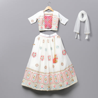 Fancy Lehenga Top-06403MA_Cream