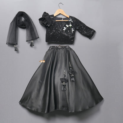 Lehenga one side sleeve  995 Black