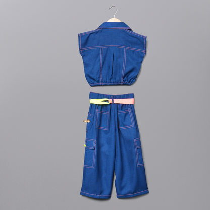 Co-Ord Set Stylish Denim look - 25019MA_Blue
