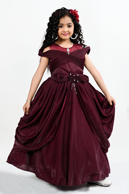 Impoted bonding gown with drape-24AK00945