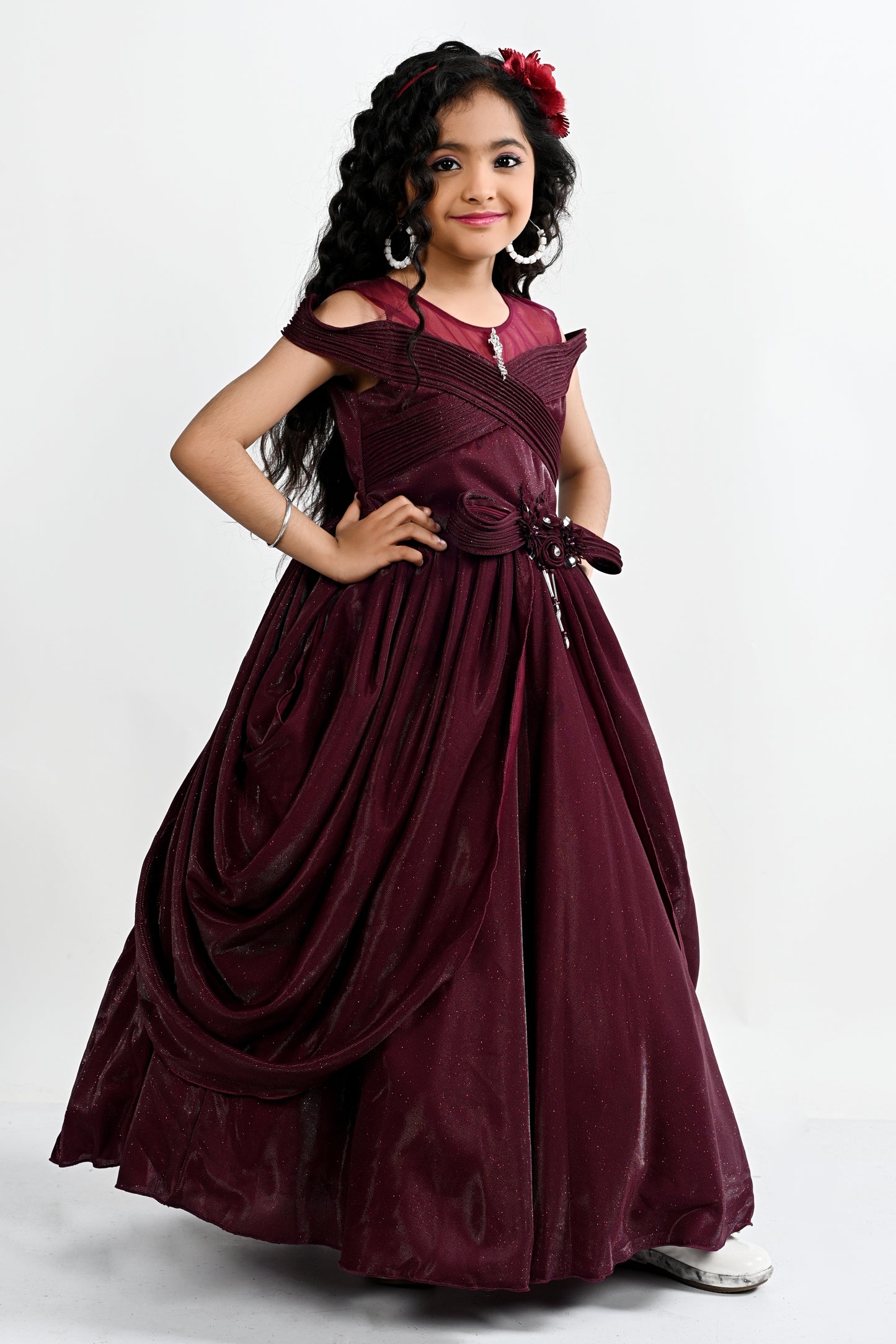 Impoted bonding gown with drape-24AK00945