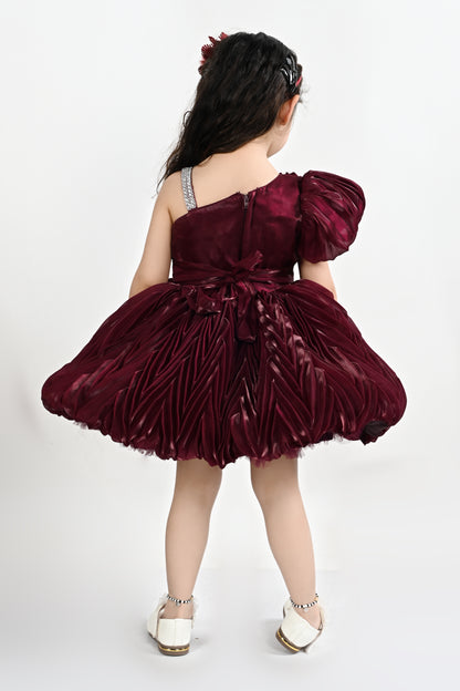 Frock Fit and Flared with Bow Wine -24HA00748