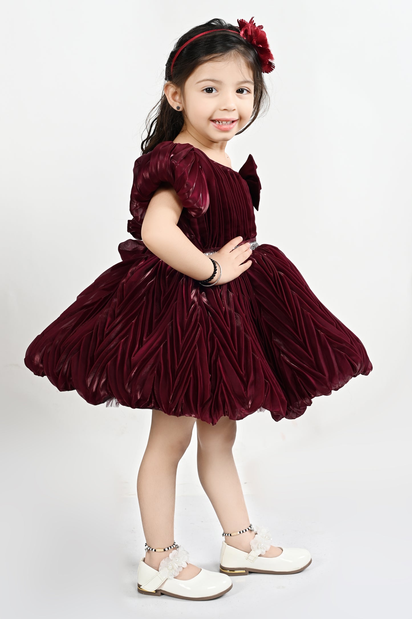 Frock Fit and Flared with Bow Wine -24HA00748