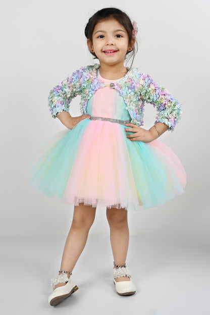 Net Unicorn Frock with Floral Short Jacket-24HA00734