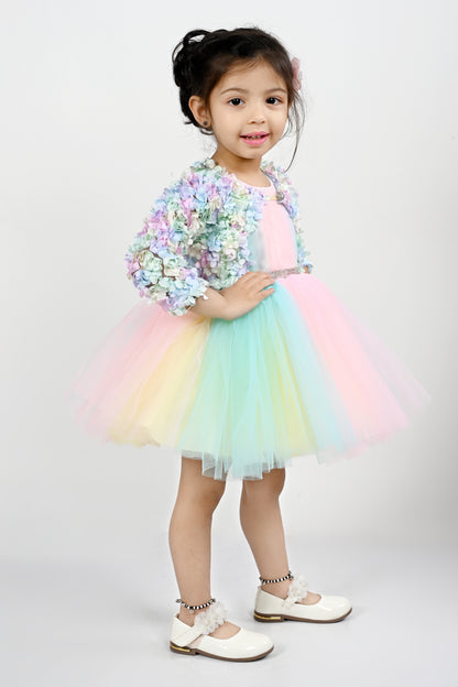 Net Unicorn Frock with Floral Short Jacket-24HA00734