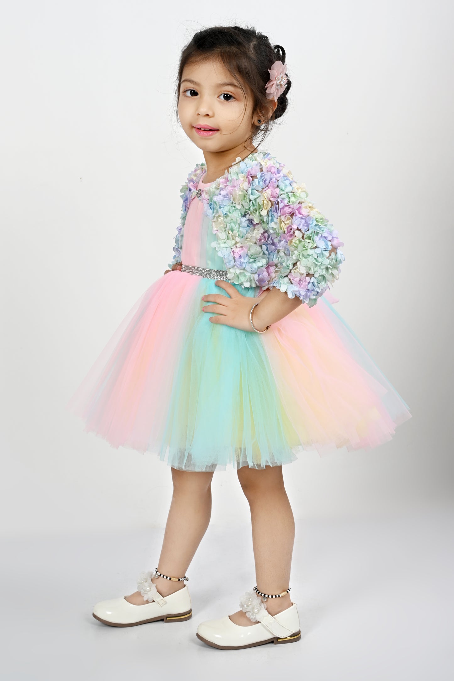 Net Unicorn Frock with Floral Short Jacket-24HA00734