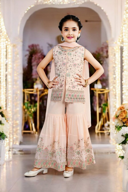 Fancy Ethnic Sharara set-01017MA_Peach