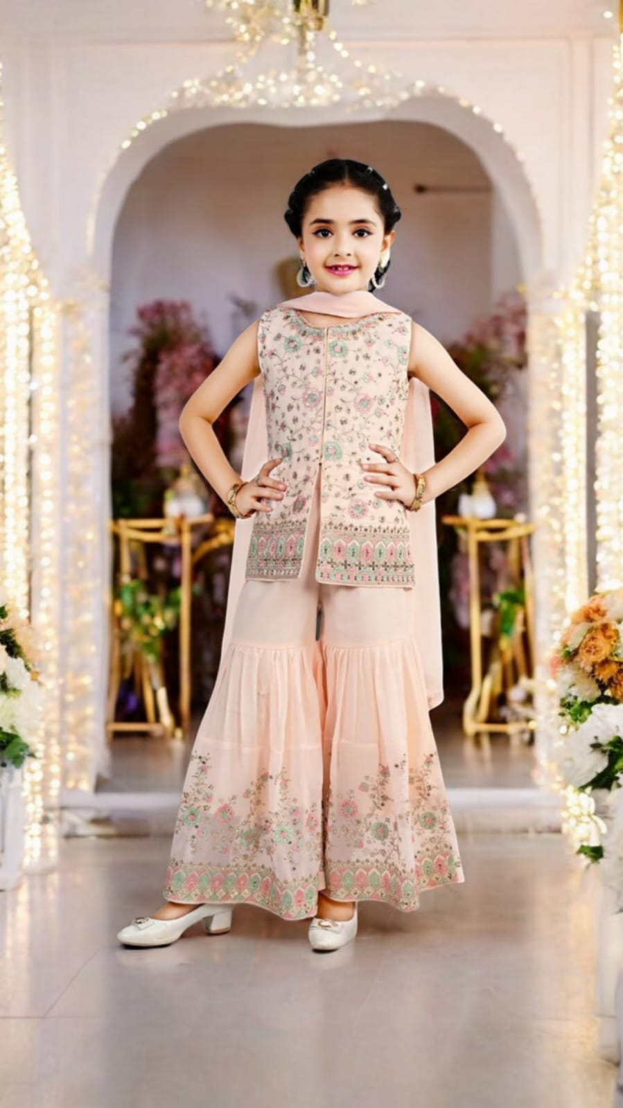 Fancy Ethnic Sharara set-01017MA_Peach